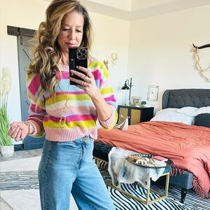 Vibrant Striped Crew Neck Sweater